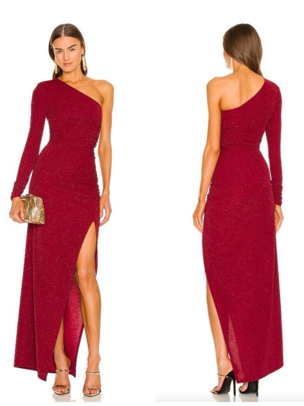 Michael Costello x REVOLVE Gilly Maxi Dress Dark Red Glitter MCD773 H21 S